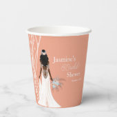 Gobelets En Papier Mariée Boho Avec Perles Et Fête des mariées Fleurs (Verso)