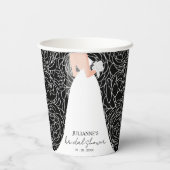 Gobelets En Papier Mariée Élégante sur Fond Noir (Verso)