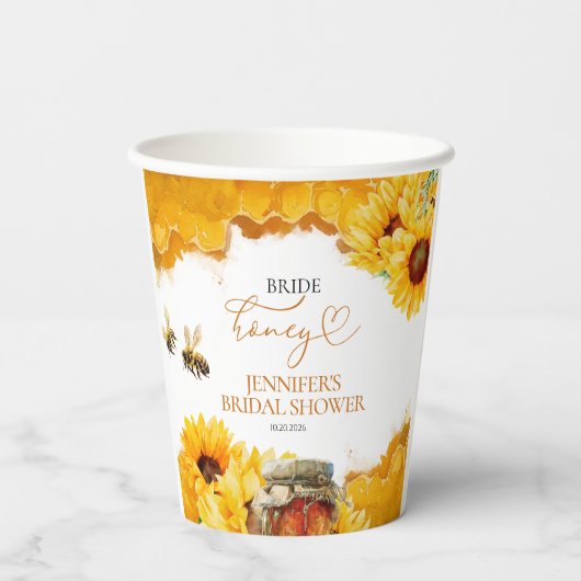 Gobelets En Papier Mariée en vue | Réception de mariage aux tournesol (Verso)