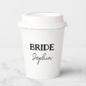 Gobelets En Papier Mariée Future Femme Mariée Nom Blanc (Recto)