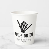 Gobelets En Papier Mariée ou mort Rockstar Skeleton Bachelorette Part (Recto)