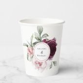 Gobelets En Papier Mariés botaniques à l'aquarelle romantique (Verso)