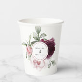 Gobelets En Papier Mariés botaniques à l'aquarelle romantique (Recto)