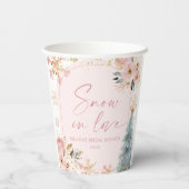 Gobelets En Papier Mariés Sous La Neige Flocon De Neige Rose Baptême  (Verso)
