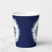 Gobelets En Papier Marine Bleu & Blanc Minimal Élégant Joyeux Chirtsm (Gauche)