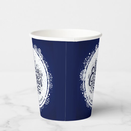 Gobelets En Papier Marine Bleu & Blanc Minimal Élégant Joyeux Chirtsm (Droite)