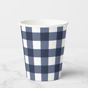 Gobelets En Papier Marine Bleu Classique En vichy Vérifier Plaid