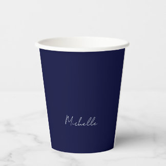 Gobelets En Papier Marine Bleu Couleur Plaque Moderne Nom Propre Call