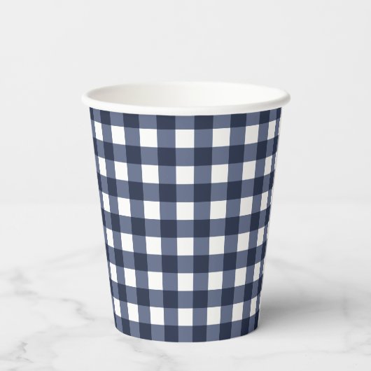 Gobelets En Papier Marine Bleu Petit Classique En vichy Vérifier Plai (Verso)