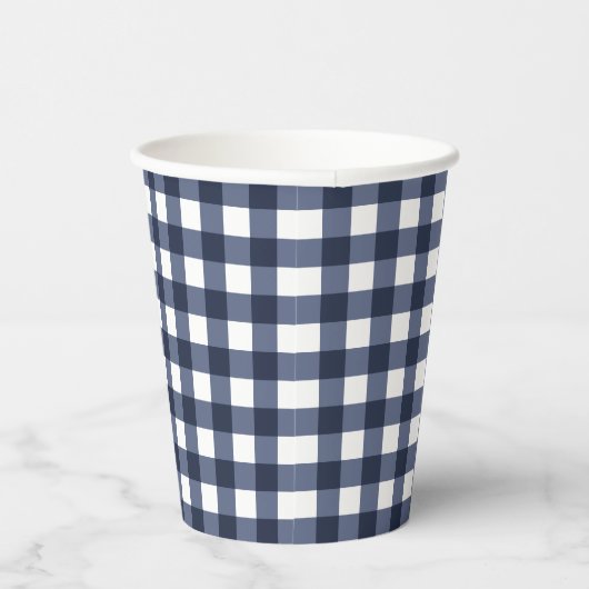 Gobelets En Papier Marine Bleu Petit Classique En vichy Vérifier Plai (Droite)