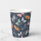 Gobelets En Papier Marine Blue Boho Butterfly Douche Party Table (Verso)