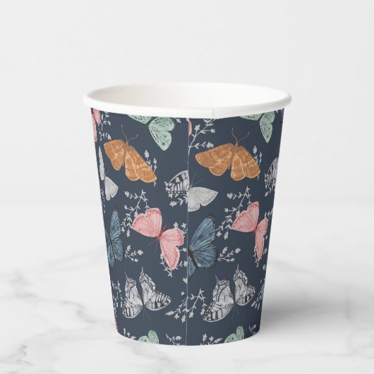 Gobelets En Papier Marine Blue Boho Butterfly Douche Party Table (Droite)