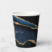 Gobelets En Papier Marine Blue Gold Marbre Votre Lettre Nom Cubes en (Verso)