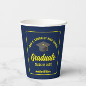 Gobelets En Papier Marine Blue Jaune Graduate Custom Party (Verso)
