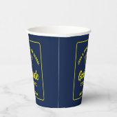 Gobelets En Papier Marine Blue Jaune Graduate Custom Party (Droite)