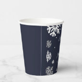 Gobelets En Papier Marine Blue Snowflakes Mariage d'hiver (Droite)