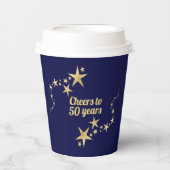 Gobelets En Papier Marine et Gold Stars applaudissent à 50 ans annive (Recto)