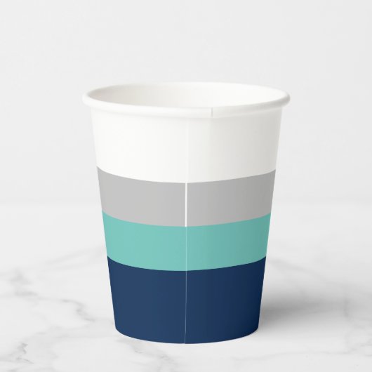 Gobelets En Papier Marine, Gris Turquoise Colorblock (Droite)