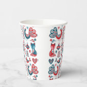 Gobelets En Papier Marine & Red Christmas Scandinavian Folk Art Desig (Gauche)