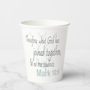 Gobelets En Papier Mark 10:9 Bible de mariage Verse
