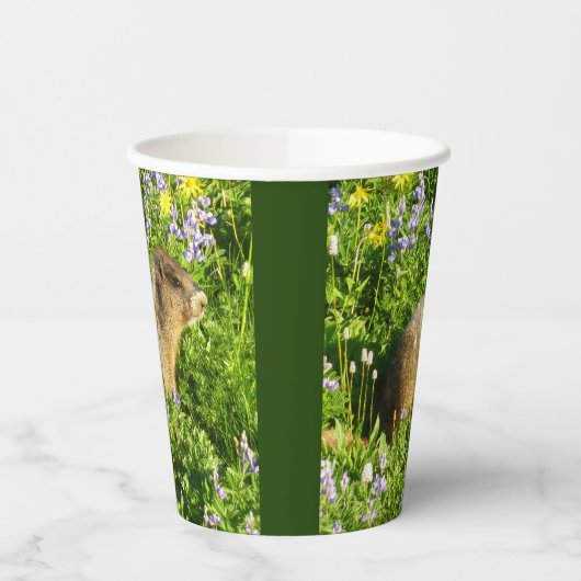 Gobelets En Papier Marmot dans le Mont Rainier Fleurs sauvages (Gauche)