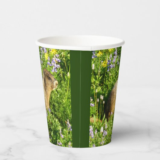 Gobelets En Papier Marmot dans le Mont Rainier Fleurs sauvages (Droite)