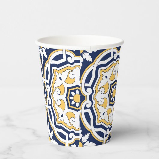 Gobelets En Papier Marocain bleu vif jaune complexe géométrique (Droite)