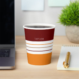 Gobelets En Papier Maroon Autum Orange Stripes De Nom