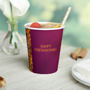 Gobelets En Papier Maroon Feuilles Thanksgiving Friendsgiving