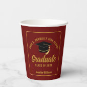 Gobelets En Papier Maroon Gold Graduate Custom 2025 Graduation Party (Verso)
