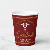 Gobelets En Papier Maroon Gold Médicale School Graduation Party (Verso)