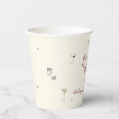 Gobelets En Papier Maroon ironique Main tiré Cin Cin Martini (Recto)