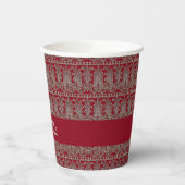 Gobelets En Papier Maroon motif décoratif gris victorien (Gauche)