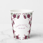 Gobelets En Papier Maroon Rose Wedding (Verso)