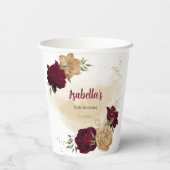 Gobelets En Papier Maroon vert beige or botanique (Verso)