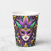 Gobelets En Papier Masque Mardi Gras/perles/fleur de lis (Verso)