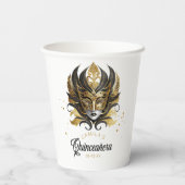 Gobelets En Papier Masquerade Motif Quinceanera Black Gold ID1031 (Verso)