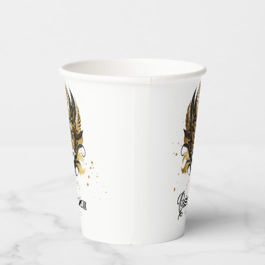 Gobelets En Papier Masquerade Motif Quinceanera Black Gold ID1031 (Droite)