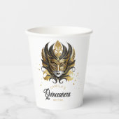 Gobelets En Papier Masquerade Motif Quinceanera Black Gold ID1031 (Recto)