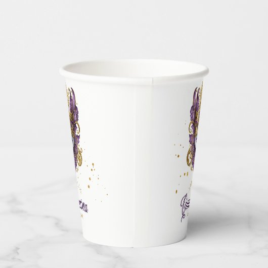 Gobelets En Papier Masquerade Motif Quinceanera Purple Gold ID1031 (Droite)