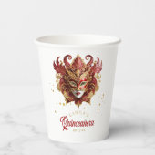 Gobelets En Papier Masquerade Motif Quinceanera Rouge Or ID1031 (Verso)