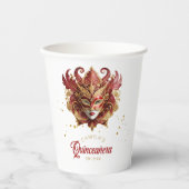 Gobelets En Papier Masquerade Motif Quinceanera Rouge Or ID1031 (Recto)