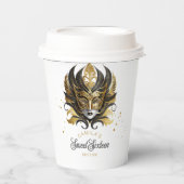 Gobelets En Papier Masquerade Motif Sweet 16 Black Gold ID1032 (Recto)