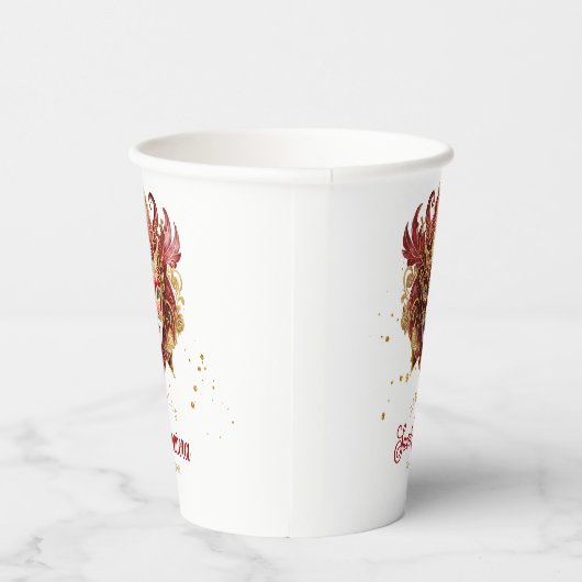 Gobelets En Papier Masquerade Motif Sweet 16 Rouge Or ID1032 (Droite)