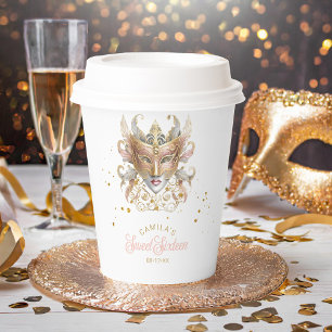 Gobelets En Papier Masquerade Motif Sweet sixteen Rose Gold ID1032