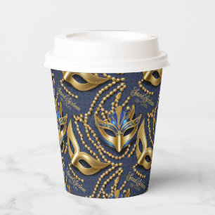 Gobelets En Papier Masquerade Sweet 16 perles Masques Blue ID1032