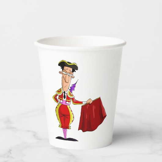 Gobelets En Papier Matador with Red Cape Spanish Bullfighter (Recto)