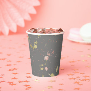 Gobelets En Papier Matte Gold et Rose Gold Flakes Warm Dark Grey