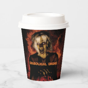 Gobelets En Papier Mauvaise sorcière avec citrouille. Halloween