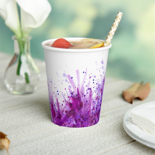 Gobelets En Papier Mauve herbe éclaboussée aquarelle art mariage tass (Insitu)
